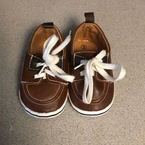 Brown soft soled baby shoes